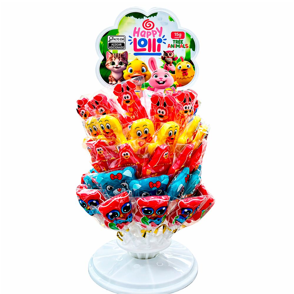 Pirulito Happy Din Lollipop Animals 60x15g-1- Pirulito Happy Din Lollipop Animals 60x15g-1-